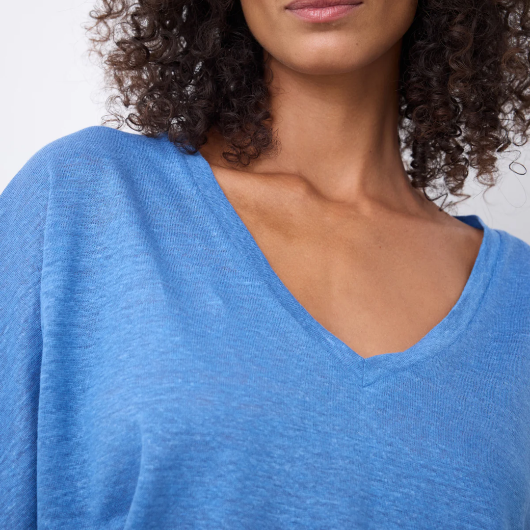 SOPHIA LINEN T-SHIRT BLUE JEAN