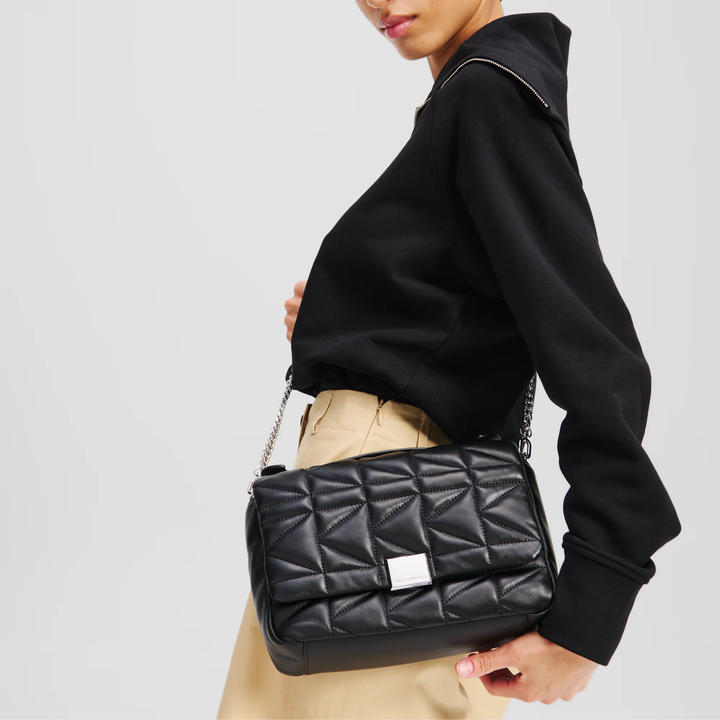 K/KUILT TOP HANDLE CROSSBODY BAG BLACK-NICKEL