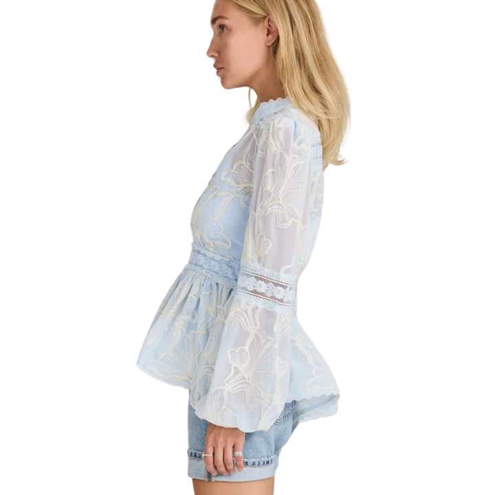 Aliah Needle Blouse Arctic blue