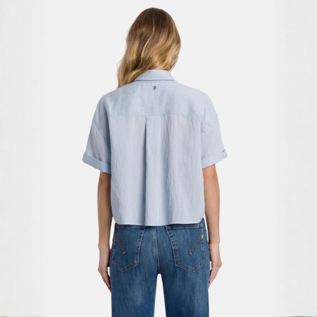 Striped viscose boxy-fit shirt