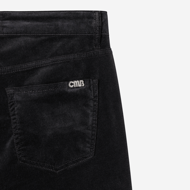 Paris Flared Viscose-Velvet Carbon Black