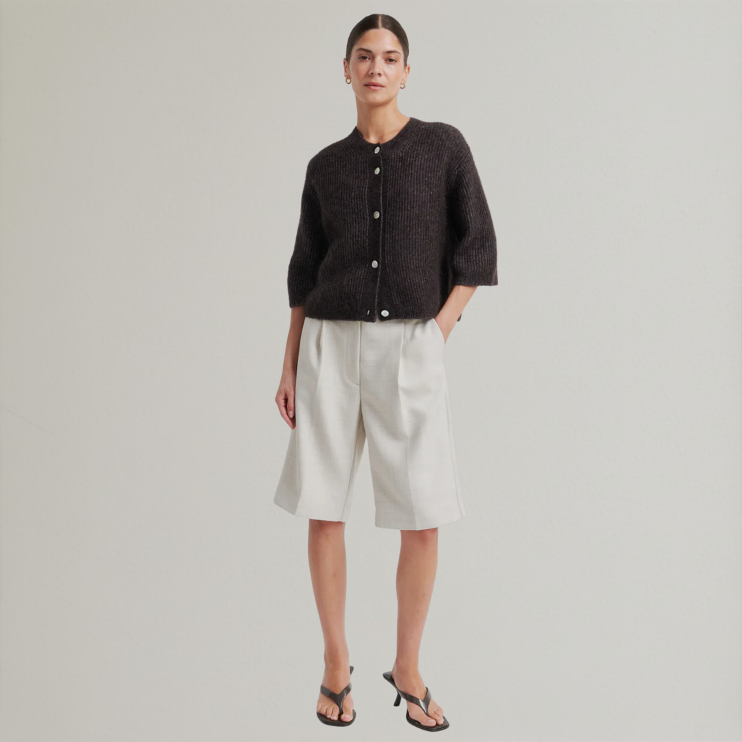 Andrea Knit Rib Cardigan Chocolate Torte