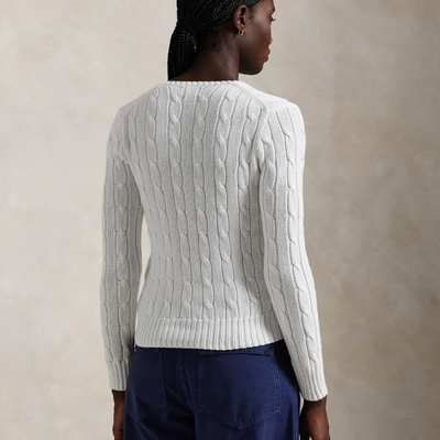 CABLE-KNIT COTTON V-NECK SWEATER