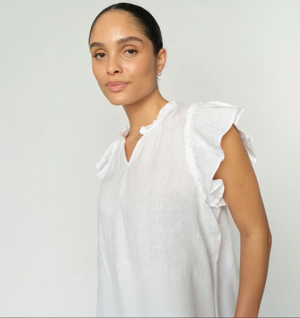 MMTea Linen Blouse White