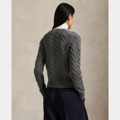 CABLE-KNIT WOOL-CASHMERE CARDIGAN