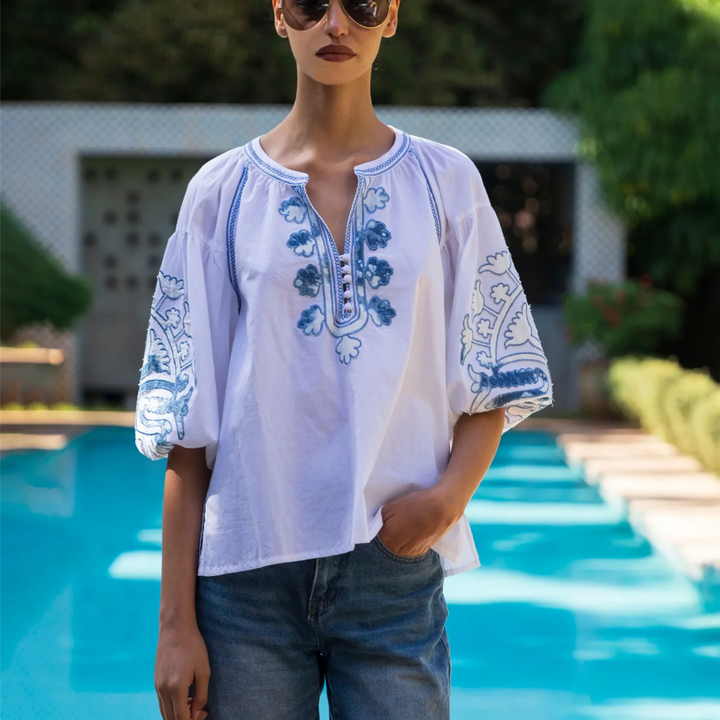 Cherry Top White with Denim