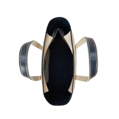 LEATHER-TRIM CANVAS MEDIUM SHOPPER TOTE