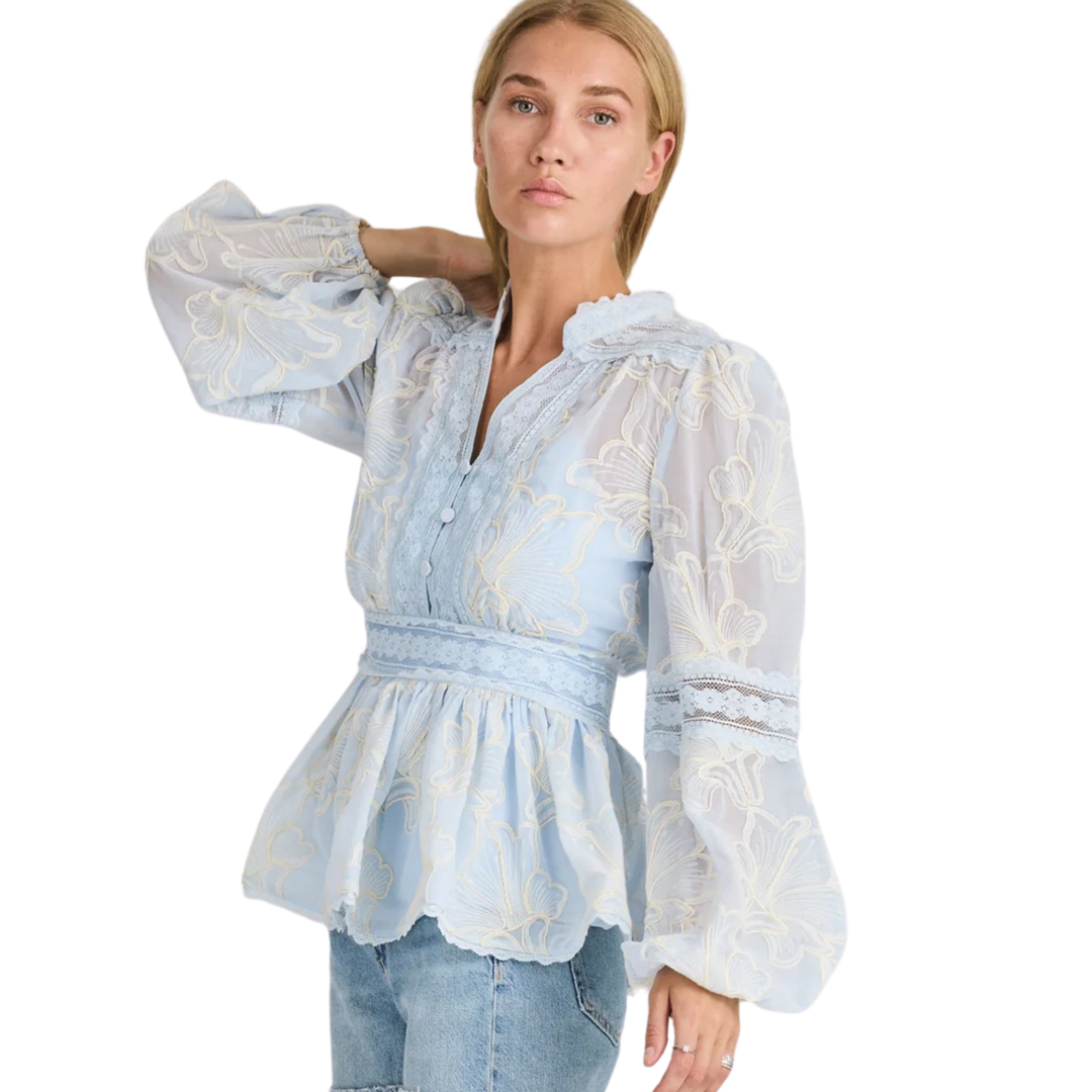 Aliah Needle Blouse Arctic blue