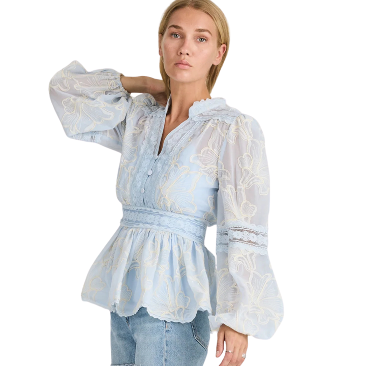 Aliah Needle Blouse Arctic blue