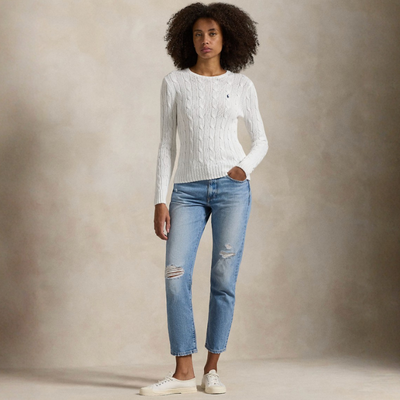 CABLE-KNIT COTTON CREWNECK SWEATER