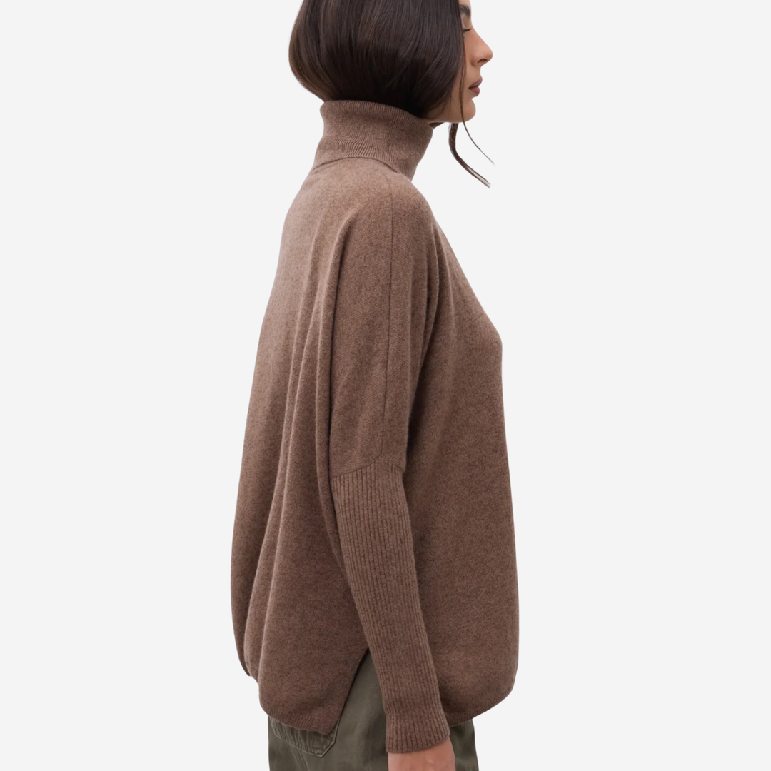 MARGARETH Turtleneck Poncho Cafe Au Lait