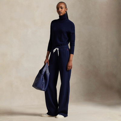 DRAWSTRING FLEECE WIDE-LEG SWEATPANT