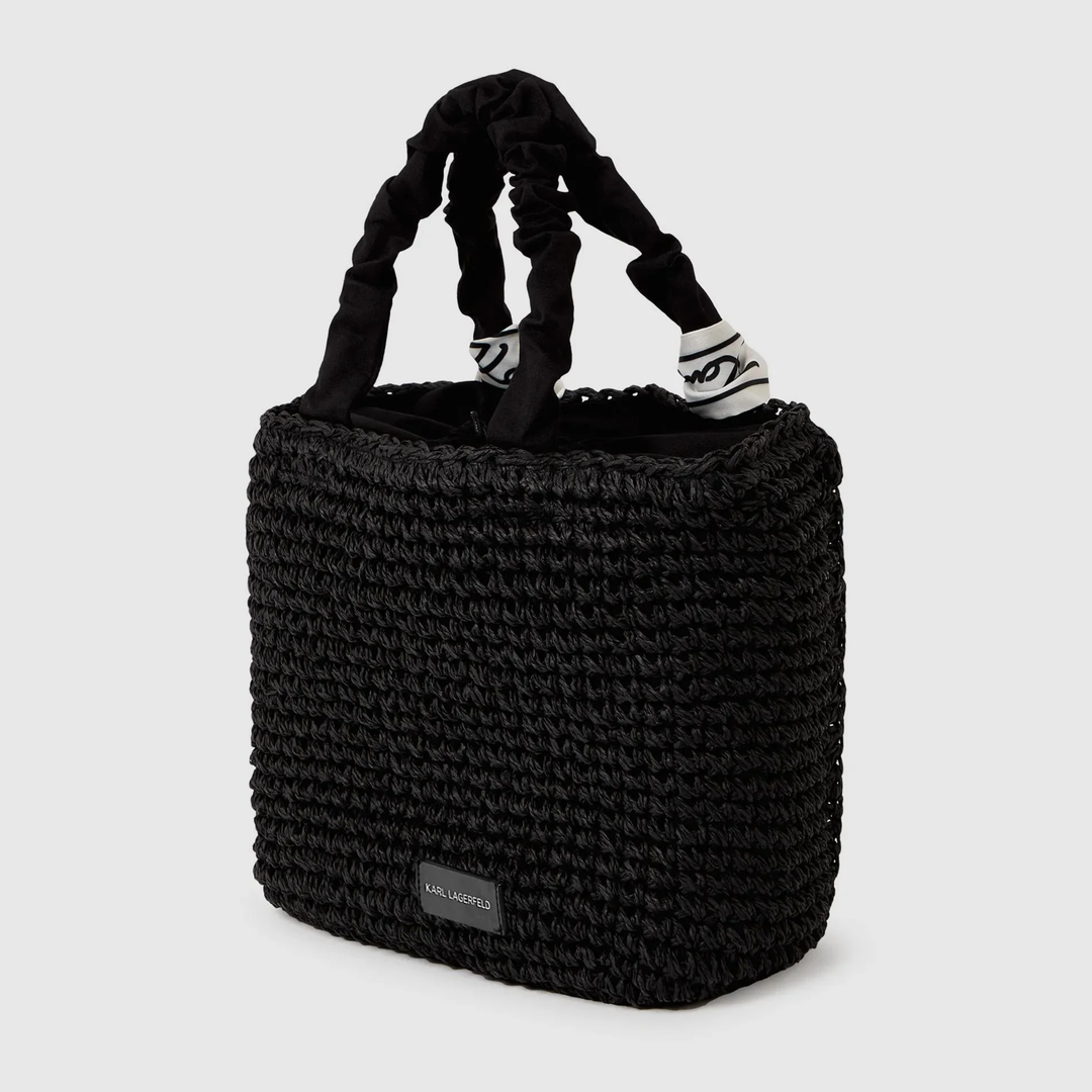 SIGNATURE SCARF BEACH BAG BLACK