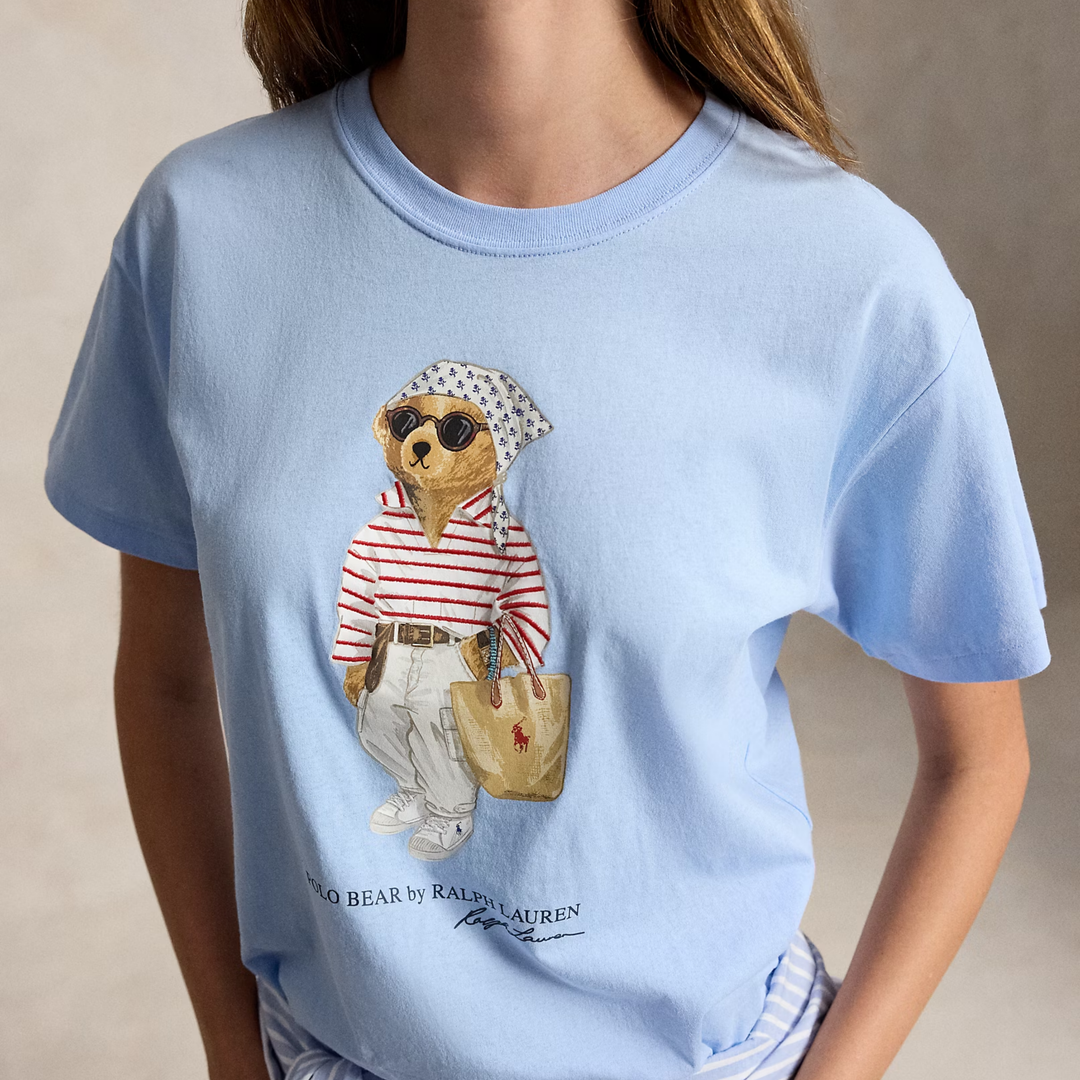 Polo Bear Cotton Jersey T-Shirt Baby Blue