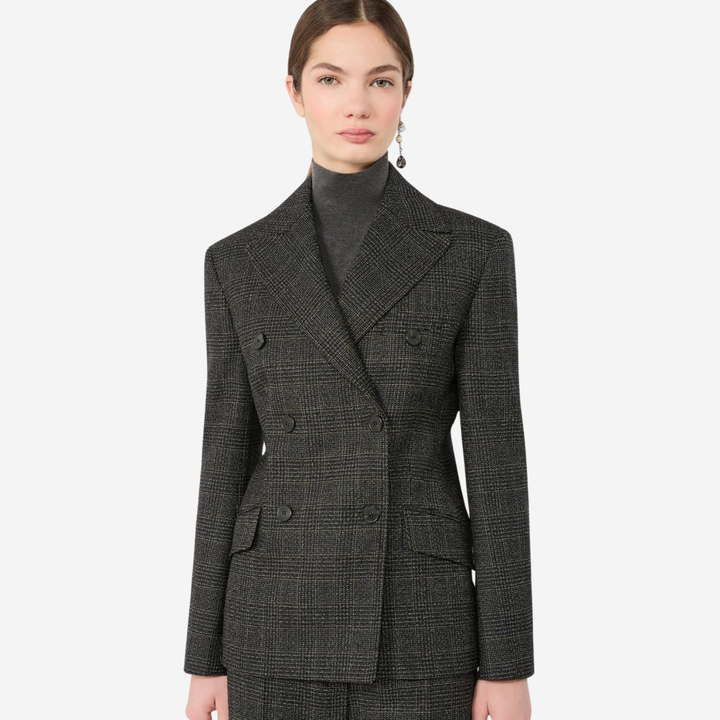 WKDOCCHIO Prince of Wales Check Wool Blazer Dark Grey
