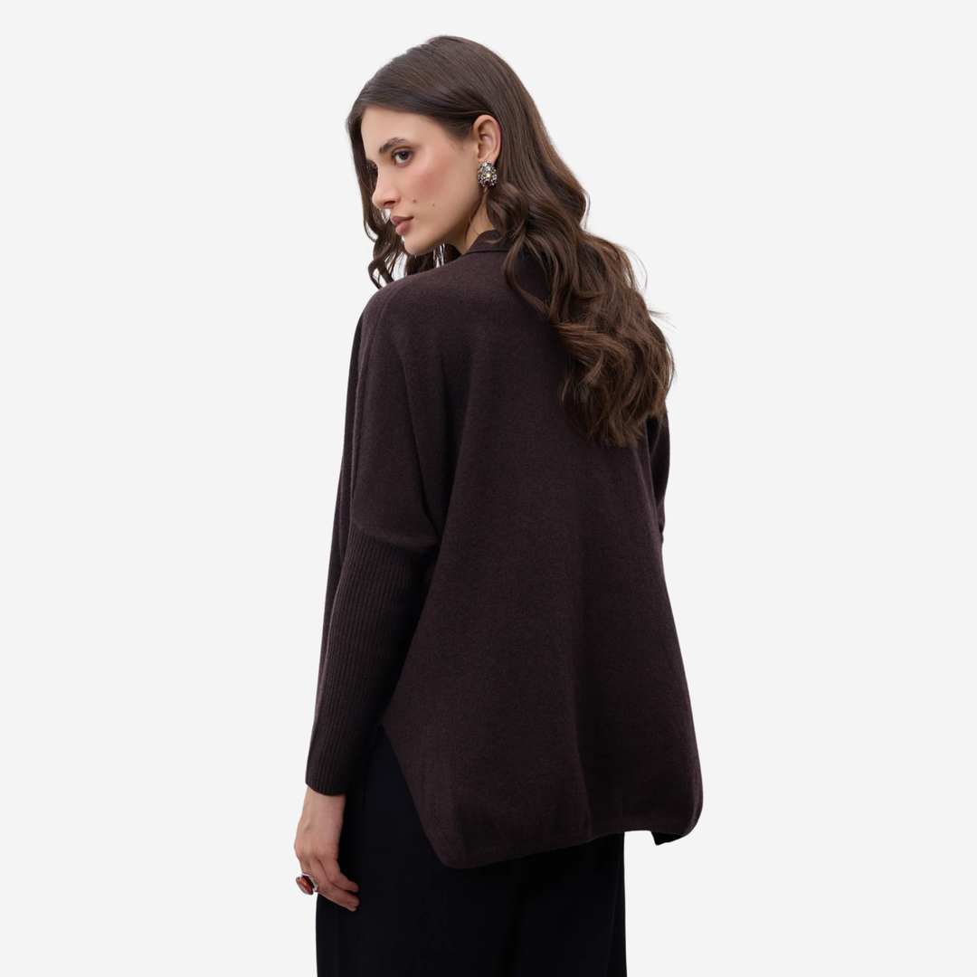 ANDREA Poncho Sweater Cacao