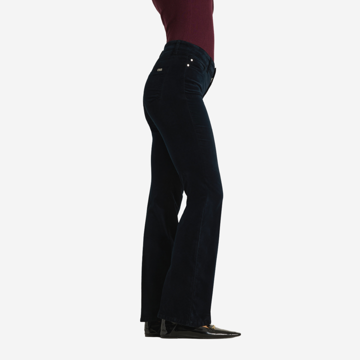 Paris Flared Viscose-Velvet Deep Night