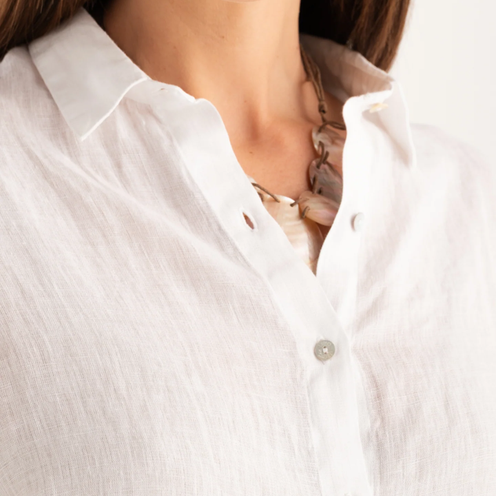 Linen Blouse Regular Fit White
