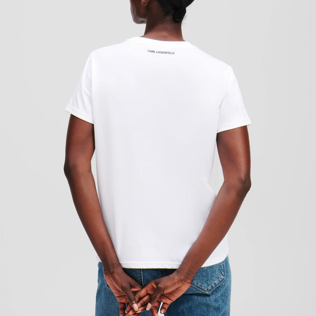 IKON KARL &amp; CHOUPETTE RHINESTONE T-SHIRT WHITE