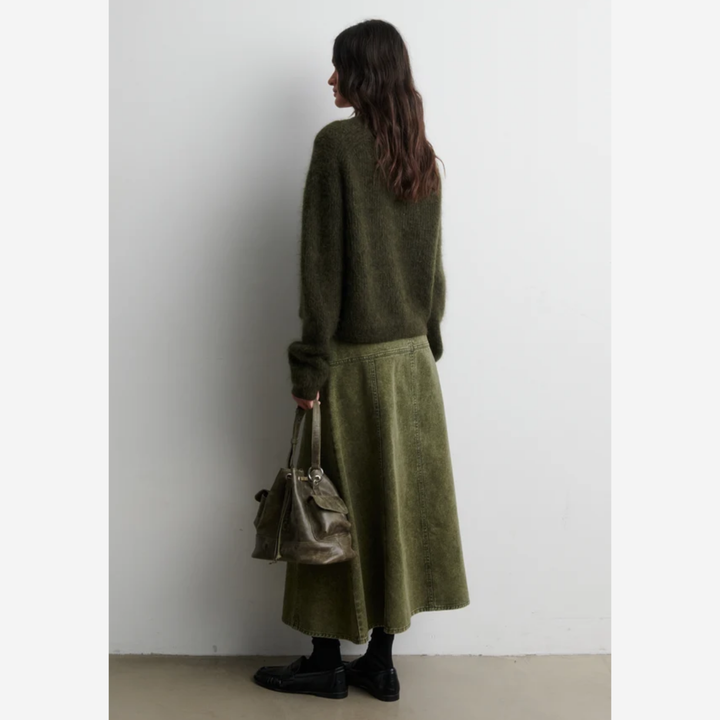 Andrea Knit Rib LS Cardigan Black Olive