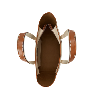 LEATHER-TRIM CANVAS MEDIUM SHOPPER TOTE