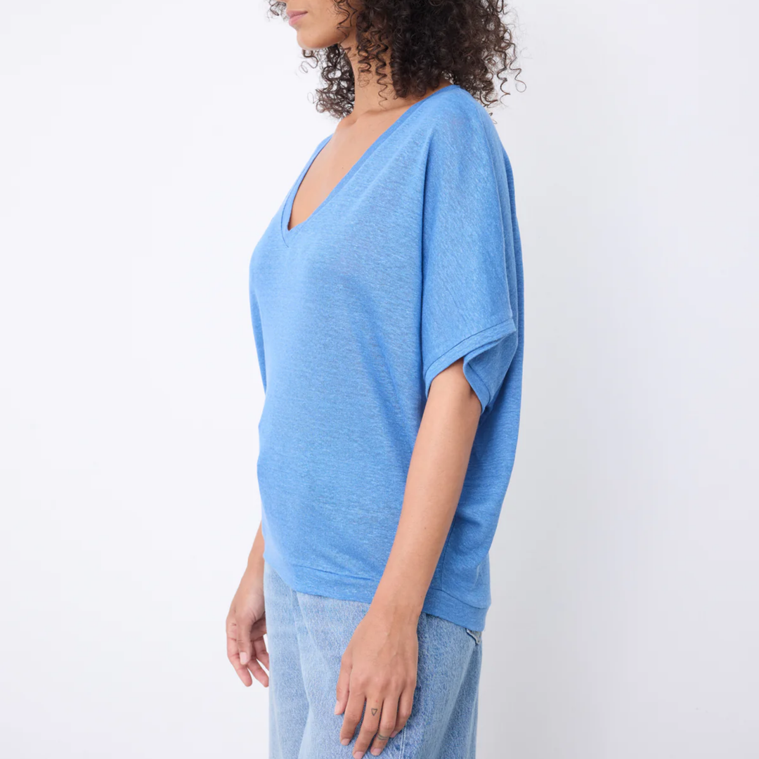 SOPHIA LINEN T-SHIRT BLUE JEAN