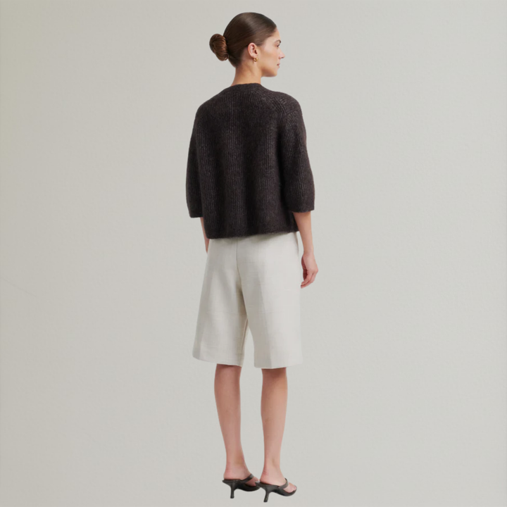 Andrea Knit Rib Cardigan Chocolate Torte
