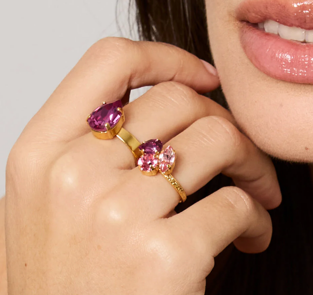 MINI DROP RING GOLD DARK ROSE