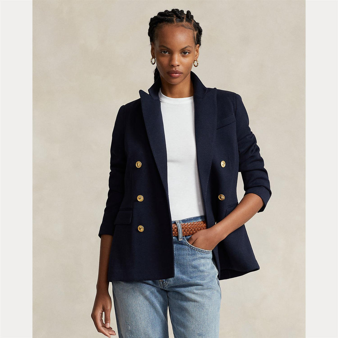 DOUBLE-BREASTED KNIT BLAZER