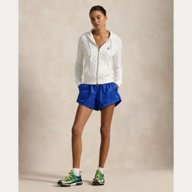 CABLE-KNIT COTTON FULL-ZIP HOODIE