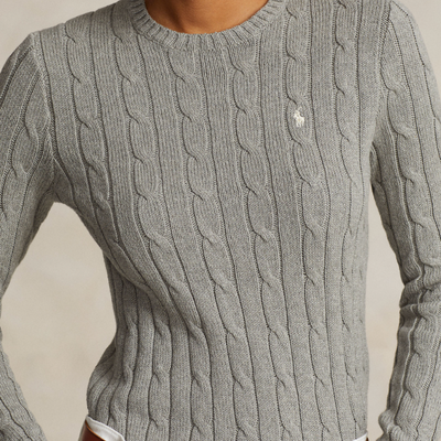 CABLE-KNIT COTTON CREWNECK SWEATER