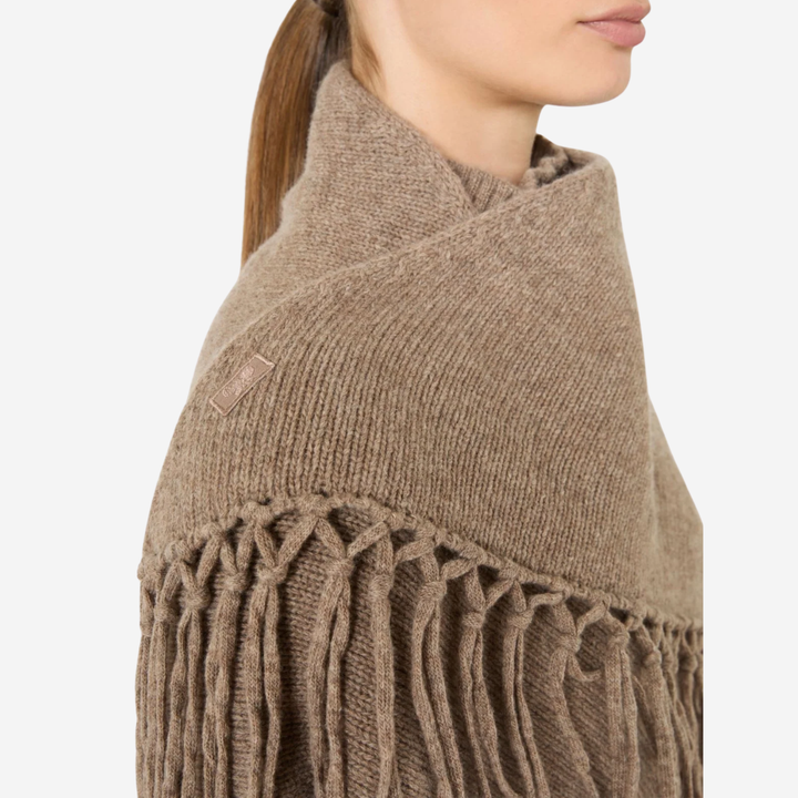 WKATORNADO Fringed Wool Shawl Turtledove Beige