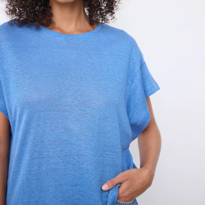 TEILA LINEN T-SHIRT BLUE JEAN