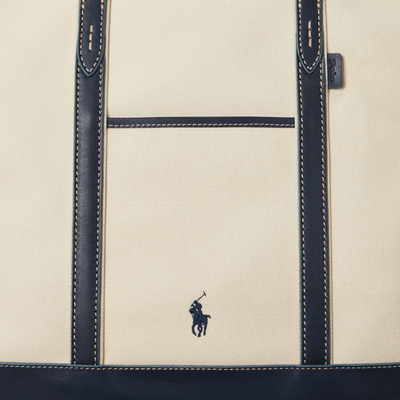 LEATHER-TRIM CANVAS MEDIUM SHOPPER TOTE