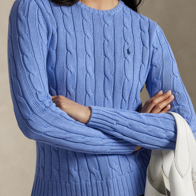 CABLE-KNIT COTTON CREWNECK SWEATER