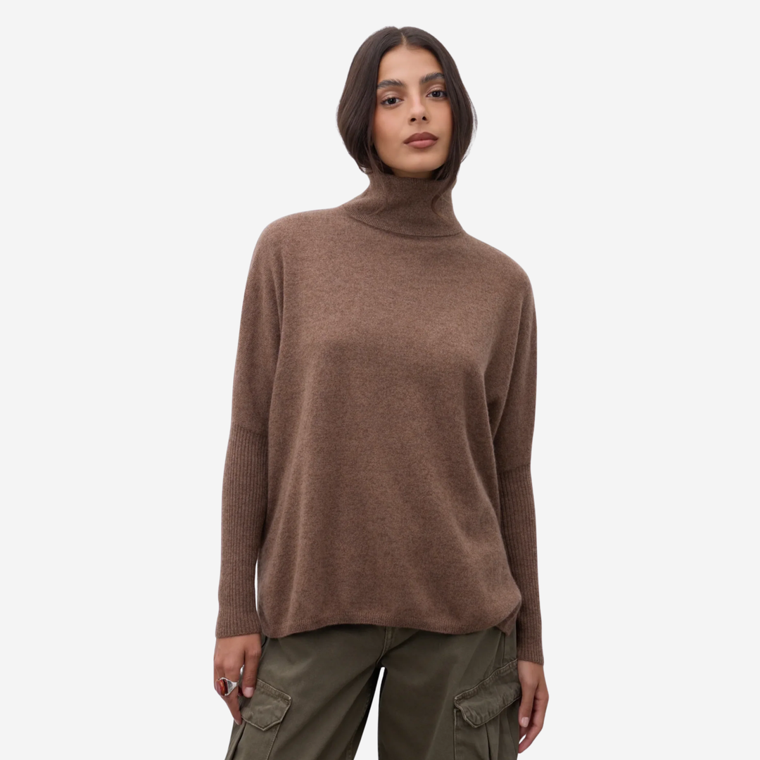 MARGARETH Turtleneck Poncho Cafe Au Lait