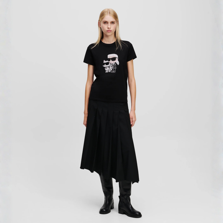 IKON KARL &amp; CHOUPETTE RHINESTONE T-SHIRT BLACK