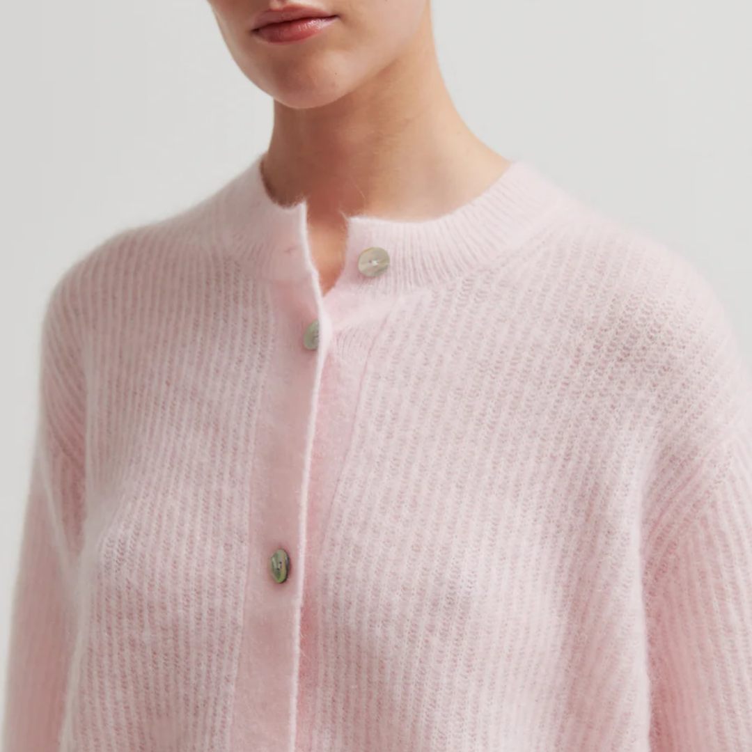 Andrea Knit Rib Cardigan Crystal Pink