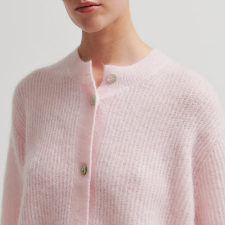 Andrea Knit Rib Cardigan Crystal Pink