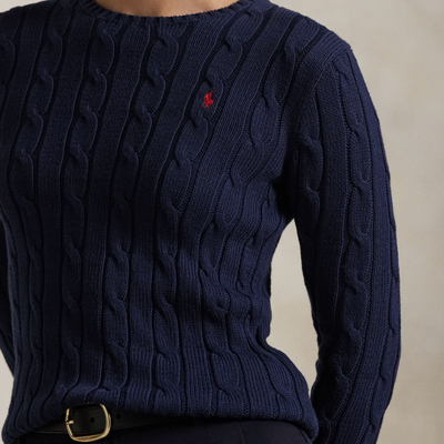 CABLE-KNIT COTTON CREWNECK SWEATER