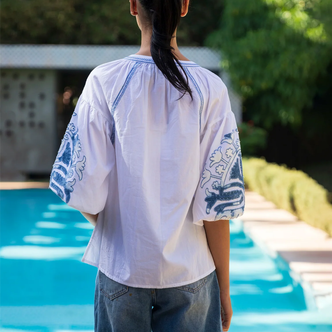 Cherry Top White with Denim