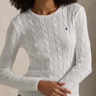 CABLE-KNIT COTTON CREWNECK SWEATER