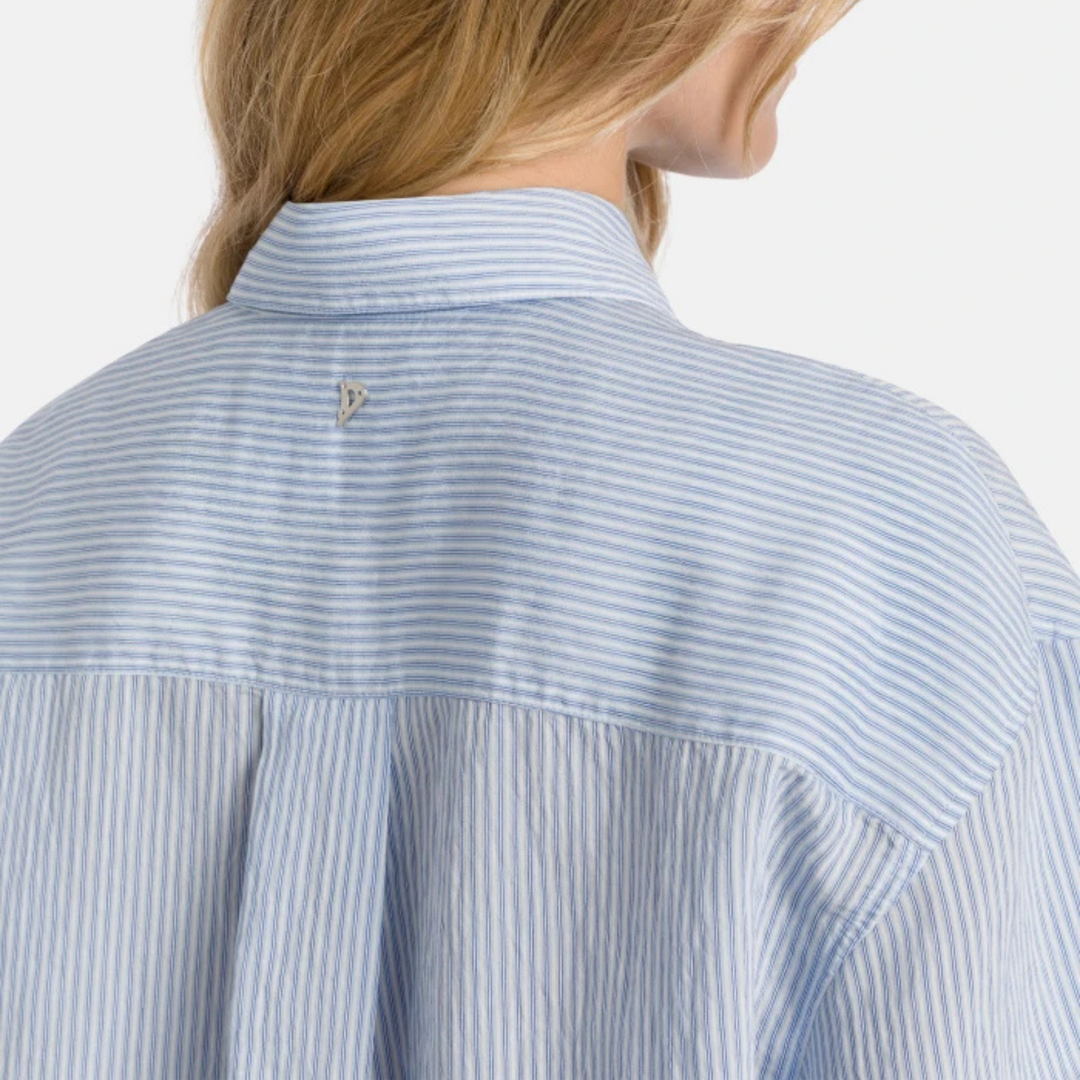 Striped viscose boxy-fit shirt