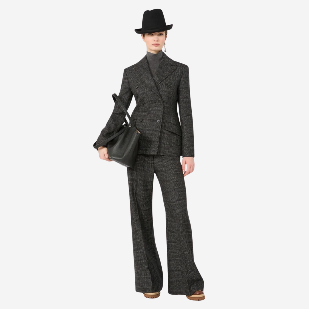WKDOCCHIO Prince of Wales Check Wool Blazer Dark Grey