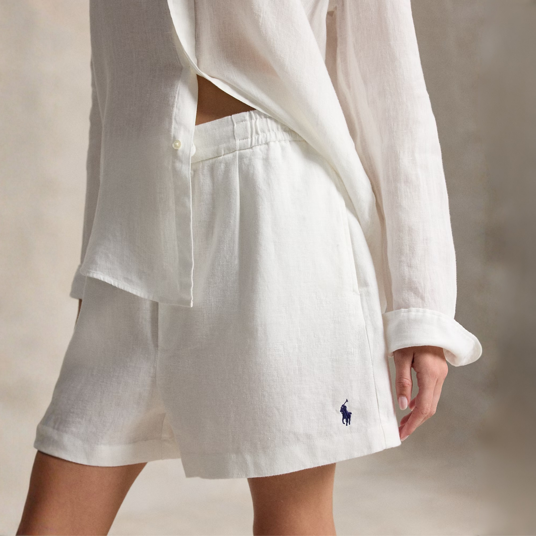 LINEN DRAWSTRING SHORT WHITE