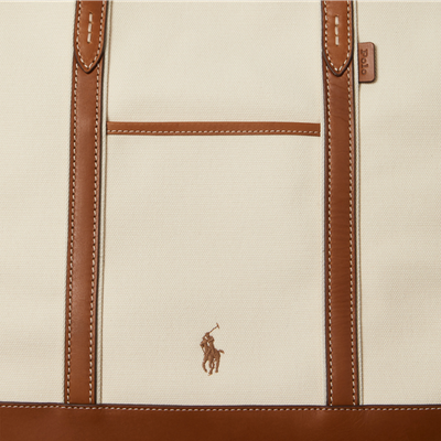 LEATHER-TRIM CANVAS MEDIUM SHOPPER TOTE