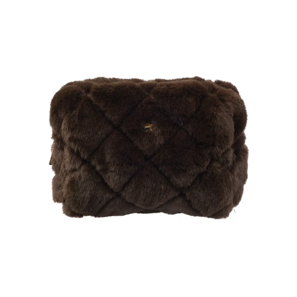 Faux Fur Quilted Make-Up Pouch Small