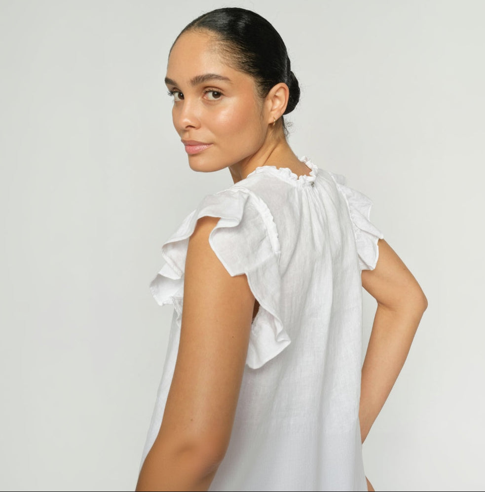 MMTea Linen Blouse White