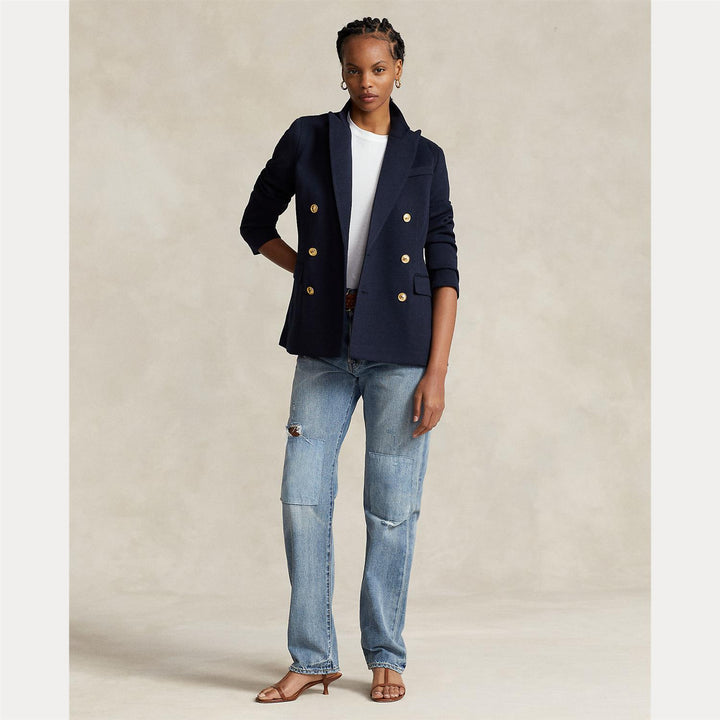 DOUBLE-BREASTED KNIT BLAZER