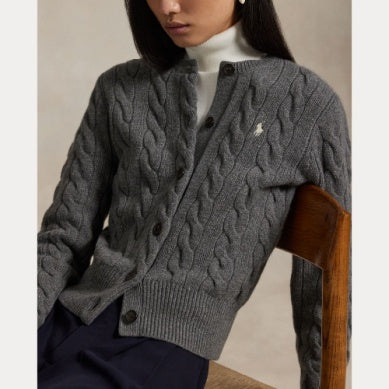 CABLE-KNIT WOOL-CASHMERE CARDIGAN